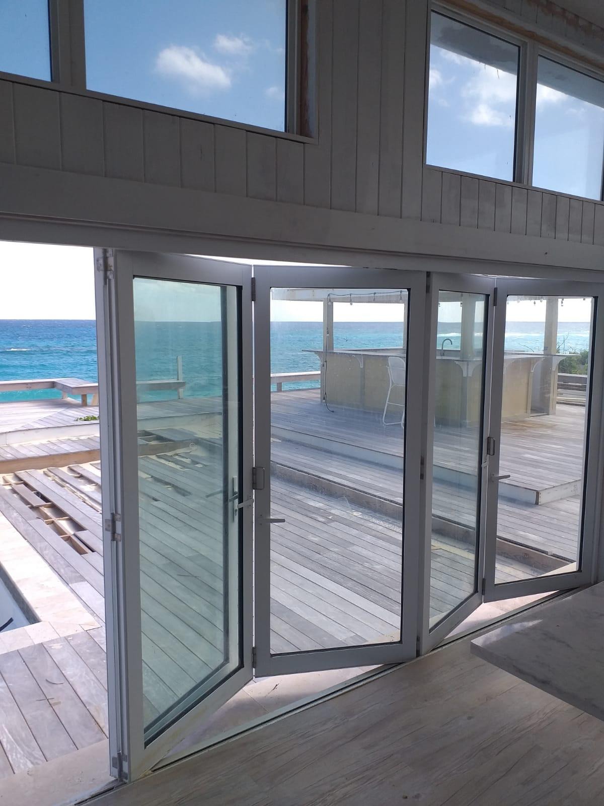 The kitchen doors viewed from inside after sand was cleared.
